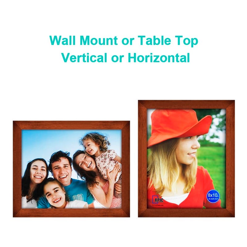 RPJC 8x10 Inch Picture Frame Made of Solid Wood High Definition Glass for Table Top Display and Wall Mounting Photo Frame Brown - Image 5